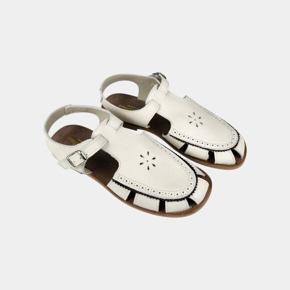 Sonatina Off White Leather Closed Toe Sandals - Picture 1 of 10